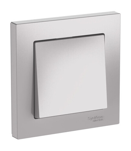 Systeme Electric AtlasDesign Алюминий Выключатель 1-клавишный, сх.1, 10АХ, в сборе, быстрозажим. клем.