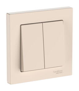 Systeme Electric AtlasDesign Бежевый Выключатель 2-клавишный, сх.5, 10АХ, в сборе, быстрозажим. клем.