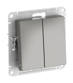 Systeme Electric AtlasDesign Сталь Переключатель 2-клавишный, сх.6/2, 10АХ, мех., быстрозажим. клем.