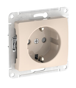 Systeme Electric Glossa Бежевый Розетка с заземлением со шторками, 16А, мех., быстрозажим. клем.